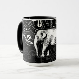 Caneca Design Paisley Elefante Branco