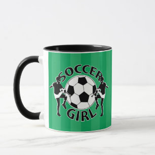 Caneca Design preto e branco da menina do futebol