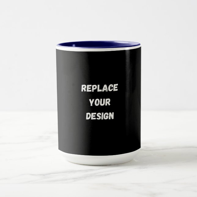 Caneca Design preto personalizado Adicionar foto ou texto (Centro)