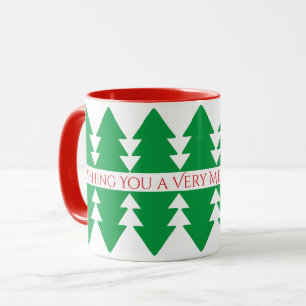 Caneca Design Verde de Natal Merry Vermelho Simples