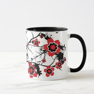 Caneca Design vermelho de Sakura da flor de cerejeira