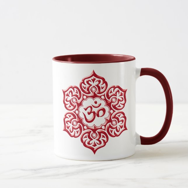 Caneca Design vermelho floral de Aum (Direita)