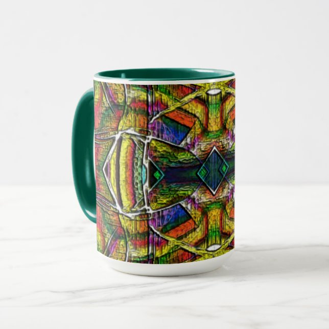 Caneca designs abstrato tribais, gravadas (Frente Esquerda)