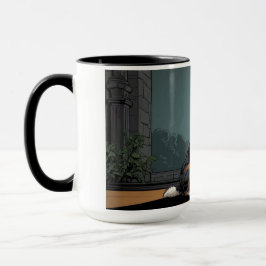 Caneca Dessin chien berger australien dans une rue