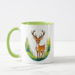 Caneca Dessin d'un cerf tout mignon dans la forêt.