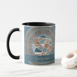 Caneca Destaque de Teal e Abstrato de Dourado Personaliza
