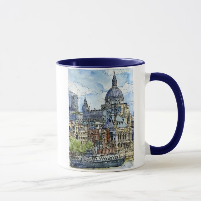 Caneca Destinos | Watercolor River Thames Waterfront (Direita)
