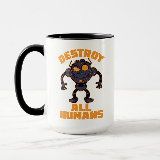 Caneca Destrua Todos os Humanos e Robôs Zangados (Esquerda)