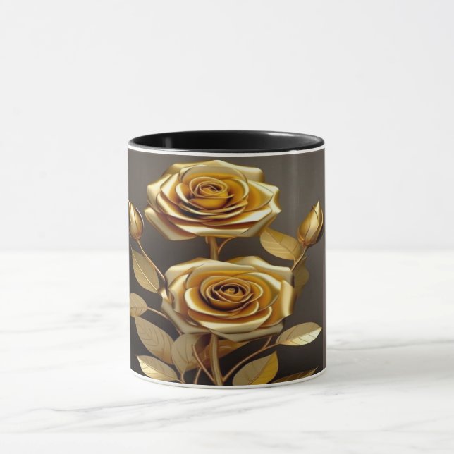 Caneca Desvendar Eternidade: Uma Mug com Rosas Dipados em (Centro)