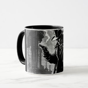 Caneca Detetive urbano sombrio em estilo de história em q
