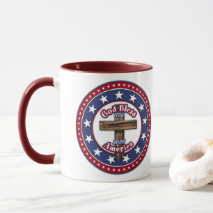 Caneca Deus Abençoe a América Cruz Áspera 1776-2026