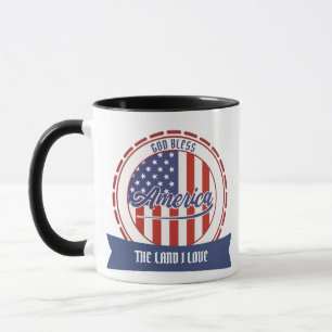 Caneca Deus Abençoe a América, Fonte Retro e Design Patri