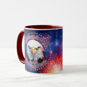 Caneca Deus Abençoe a América Terra Que Águia Marrom Fogo