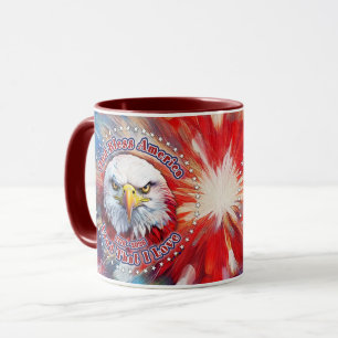 Caneca Deus Abençoe a América Terra Que Eu Amo Águia Verm