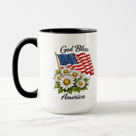 Caneca Deus Abençoe a Bandeira dos EUA da América e Marga