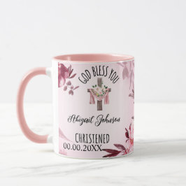 Caneca Deus abençoe de Data do Nome Criado Batizado Perso