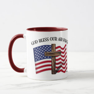 Caneca DEUS ABENÇOE NOSSAS FORÇAS AÉREAS com cruz robusta