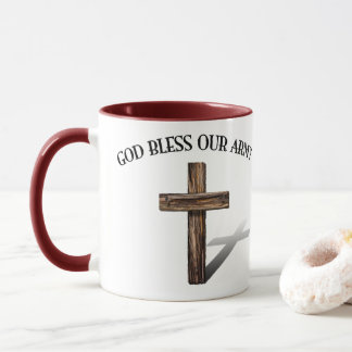 Caneca DEUS ABENÇOE NOSSO EXÉRCITO com cruz robusta
