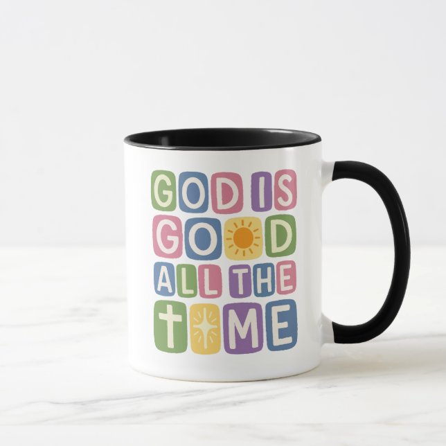 Caneca Deus é bom O tempo todo Fé retrô (Direita)