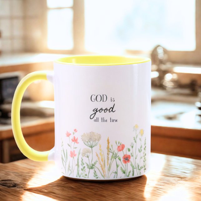 Caneca Deus É Bom O Tempo Todo Floral (Criador carregado)