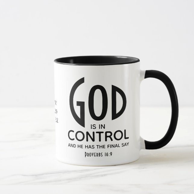 Caneca DEUS ESTÁ NO CONTROLE DO Cristão Inspiracional (Direita)