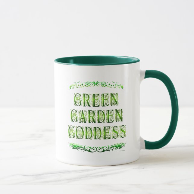 Caneca Deusa Verde do Jardim Dizendo Mug de Café (Direita)