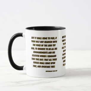 Caneca Deuteronomia 28:15 Bíblia KJV Verso Dois Tons