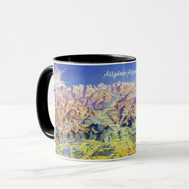 Caneca " Deutschland: 2021 - Allgäuer Alpen Panorama Tass (Frente Esquerda)