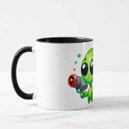 Caneca Deux aliens mignons avec des pistolets.