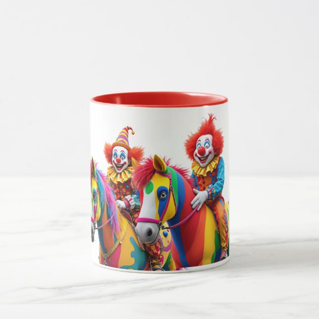 Caneca Deux clowns rigolos sur leurs chevaux. (Centro)