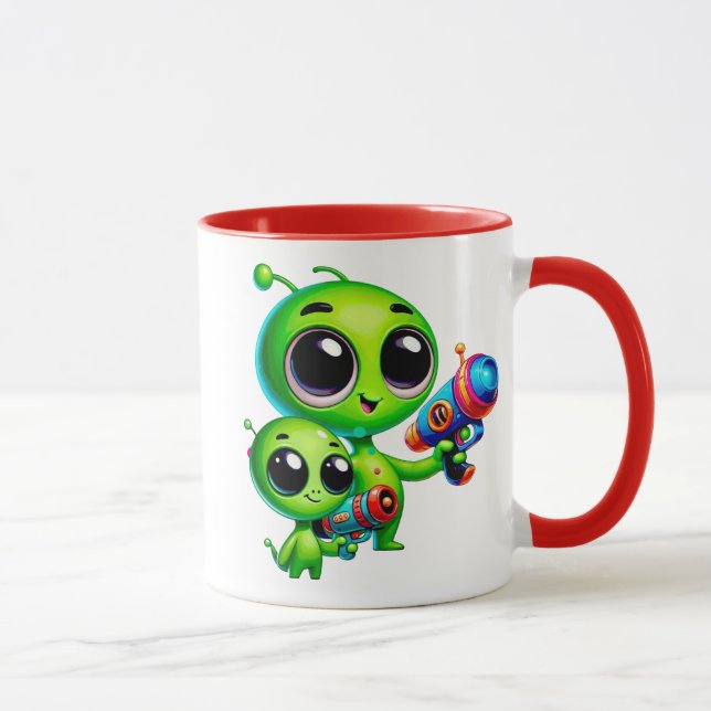 Caneca Deux extraterrestres super mignons à l'attaque. (Direita)