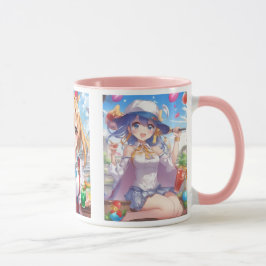 Caneca Deux jeunes filles dans une ambiance estivale.