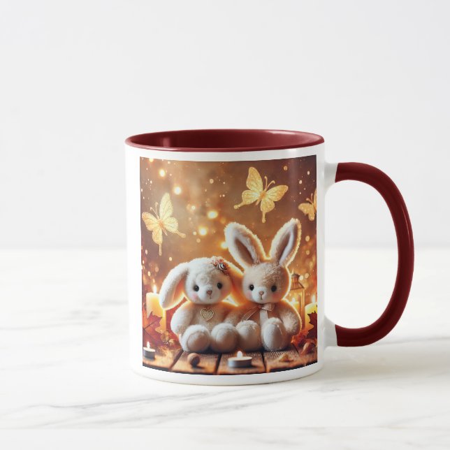 Caneca Deux lapins en peluche adorables. (Direita)