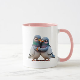 Caneca Deux pigeons en couple très amoureux.