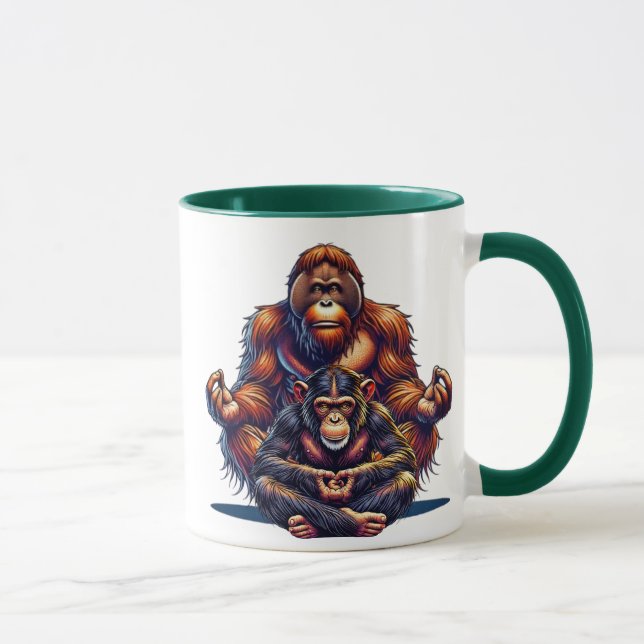 Caneca Deux singes zen qui méditent. (Direita)