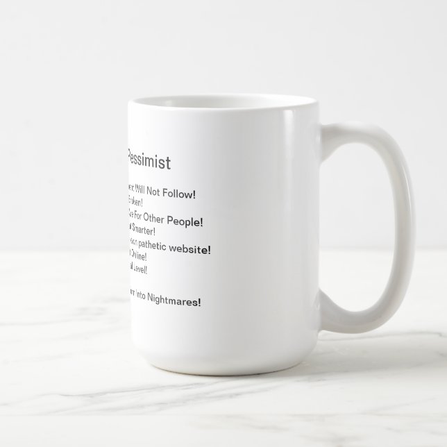 Caneca Dez objetivos de um pessimista (Direita)