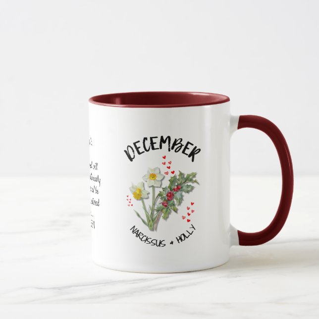 Caneca DEZEMBRO Mês de Nascimento do Flor Nome Personaliz (Direita)