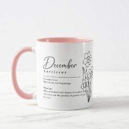 Caneca Dezembro Nascimento Mês Flor Narciso Minimalista