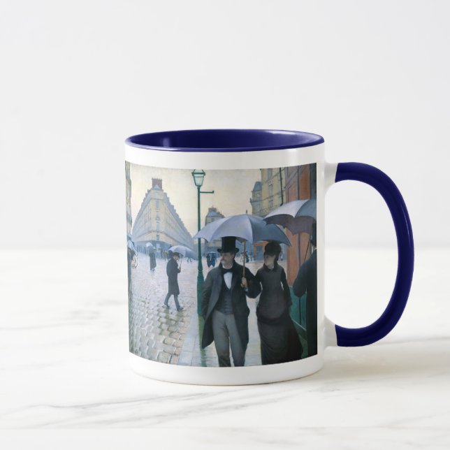 Caneca Dia chuvoso da rua de Paris por Gustave (Direita)