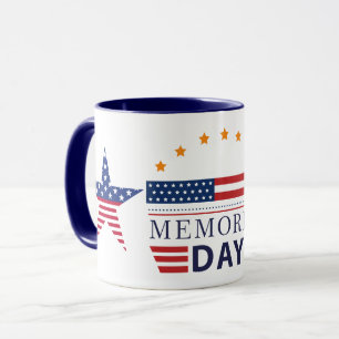 Caneca Dia da Memória Bandeira Americana Estrelas Combina