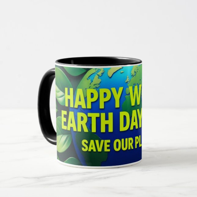Caneca Dia da Terra Feliz (Frente Esquerda)