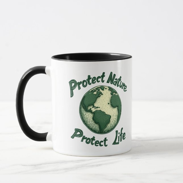 Caneca Dia da Terra Retroativa - Proteger a Natureza, Pro (Esquerda)