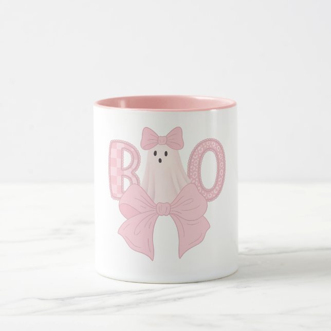 Caneca Dia das Bruxas da Pequena Garota Arco Rosa (Centro)