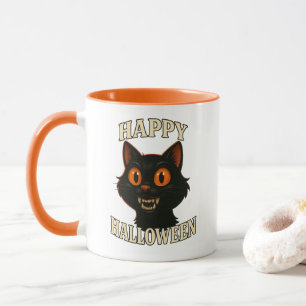 Caneca Dia das Bruxas de Gato Negro Spooky
