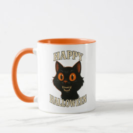 Caneca Dia das Bruxas de Gato Negro Spooky