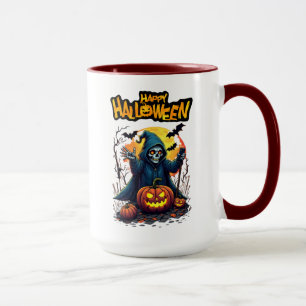 Caneca Dia das Bruxas: Fantasmas e Família de Abóbora