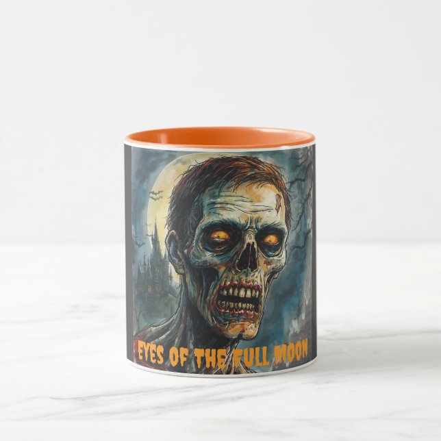 Caneca Dia das Bruxas, Horror, Zumbi, Olhos da Lua Cheia, (Centro)
