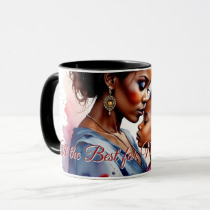 Caneca Dia das Mães Arte de Amor em Aquarela Africana