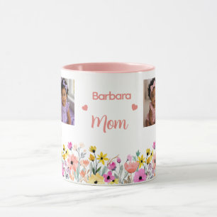 Caneca Dia das Mães Floral com Nome 4 Fotos