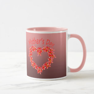 Caneca Dia das Mães - Ilustração de Coração de Tulipa em